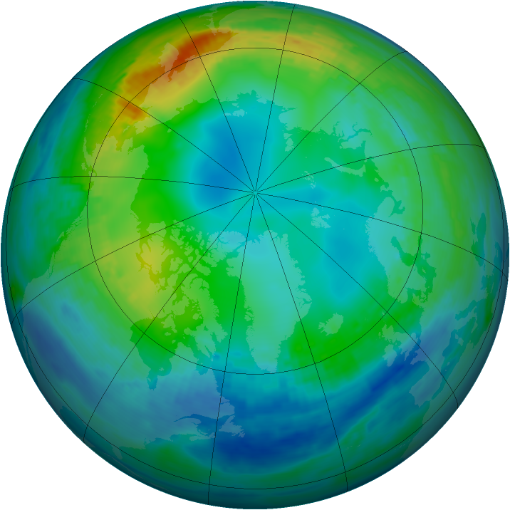 Arctic ozone map for 19 November 1990
